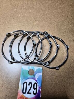 029 Set of 5 Black & Silver Bracelets Like New
